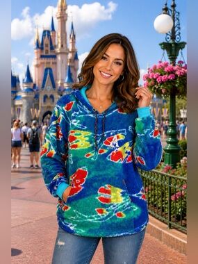 NEW Disney Adult Avatar Pandora Animal Kingdom Fleece Parks Hoodie XS Blue Green